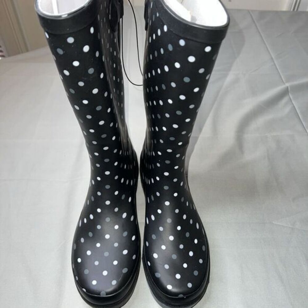NEW WESTERN CHIEF simple dot vari-fit black Waterproof Rubber Rain Boot sz 6 NWT